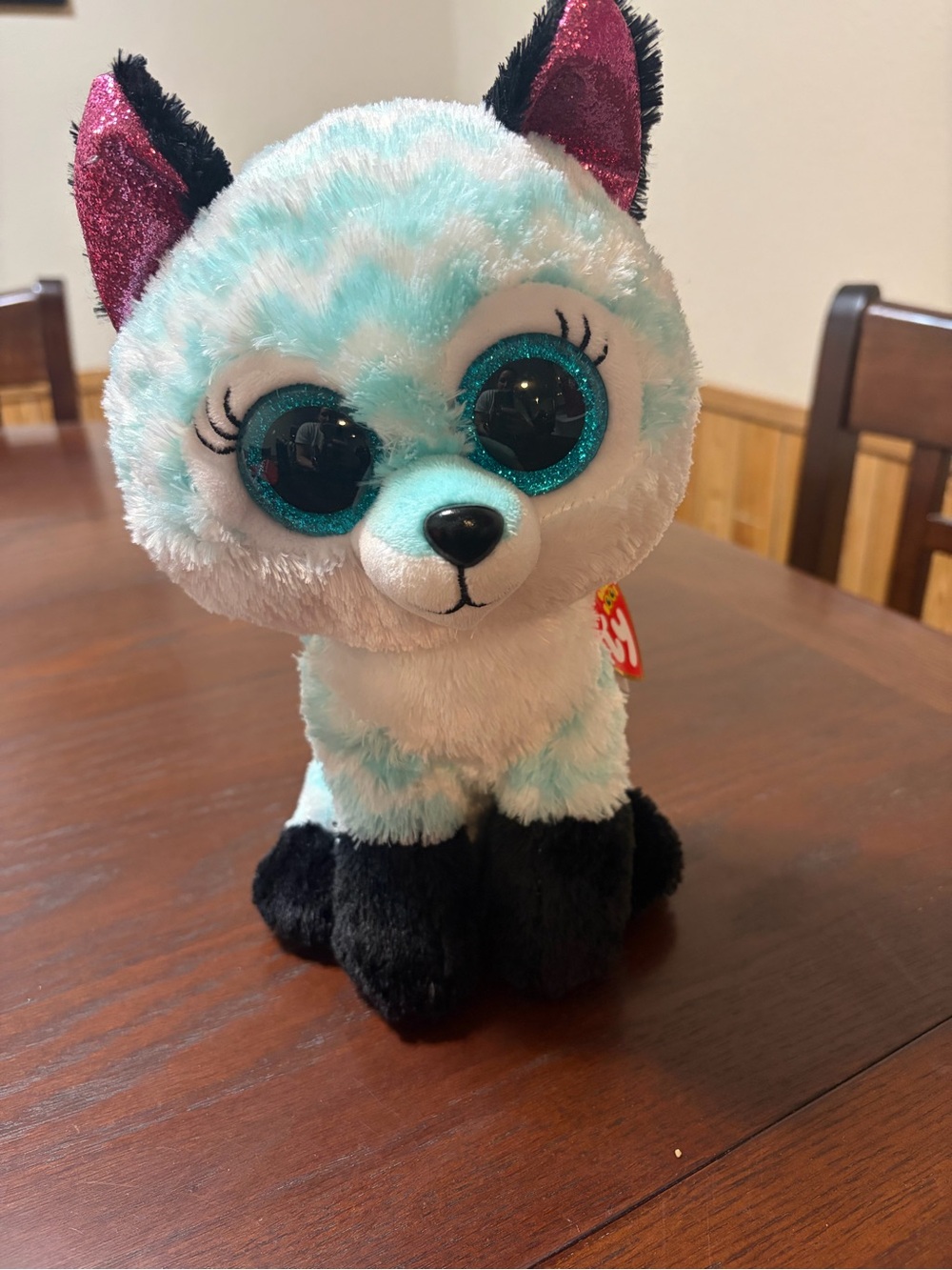 Ty Beanie Boos Atlas Fox Aqua Blue Plush With Heart Tag